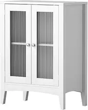 Artiss Bathroom Storage Cabinet 80cm Sideboard Cupboard Toilet Glass Door White