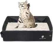 Travel Cat Litter Box (45 x 35 x 12 cm) - Collapsible Foldable and Packable Travel Litter Carrier for Cats,Kitten, JOMWEN Litter Box Soft Foldable Waterproof,Light Weight for Travel