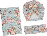 1 Set Swaddle Wrap with Bowknot Headband Newborn Photography Blanket for Cozy Swaddle for Sleeping Nursing and Hugging Shower