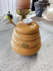 Honey Miel Beehive Honey Pot with Dipper Spoon Ceramic