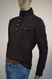 Ralph Lauren Brown Half-Zipped Patina French Terry Mock Pullover Sweater-L-NWT-