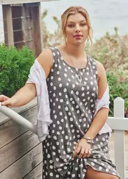 [TS] Taking Shape Natural Martha Spot Dress Size 20 in Print, Viscose - Plus Size Women's Clothing Print