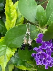 Obsidian & Citrine Crystal Chip Earrings Abundance Manifestation Protection