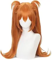 HIROAKIYA Asuka Langley Wig Orange, Asuka Langley Cosplay Wig Clip Ponytails with Wig Cap
