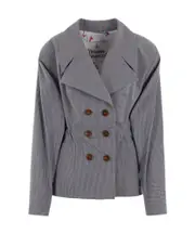 gingham-check elasticated-waist blazer IT40 Gray