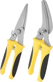 Veemoon 2pcs Heavy Duty Multi Functional Tin Snips with Dual Color Non Slip Handle for Industrial Use for Cutting Tin Wire and Garden Pruning Tasks