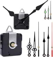 2 Pack Non Ticking Clock Mechanism with 4 Clock Hands, Motor Kit (3/4 in Shaft)