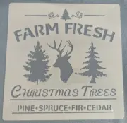 NEW FARM FRESH CHRISTMAS TREES STENCIL REUSABLE & DURABLE PLASTIC BUCK REINDEER