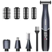 Rechargeable Pubic Hair Trimmer Wet/Dry Electric Razor for Men LED Display, IPX7 Waterproof Hair Shaver