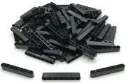 Lego 100 New Black Technics Liftarm Thick 1 x 7 Pieces