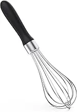 U-Taste Kitchen Whisk Egg Beater: 18/10 Stainless Steel Balloon Whisk, Heavy Duty Metal Whisk, Manual Mixing Tool with 6 High-Flex Wires for Stirring, Mixing, Blending (S, Black)
