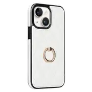 For iPhone 13 mini 5.4 inch Phone Cover Stitching Rhombus Phone Case with Ring Holder Kickstand