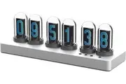 Nixie Tube Clock Glow Tube Clock IPS Color Screen Digital Clock with 6 Sets of Alarm Clocks, 7 Modes, 12 Customized Pictures, Web Control, no app Required (Silvery)