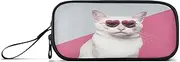 RPLIFE White Cat Hearts Cute Pencil Bag Case, High Capacity Pencil Case, Pencil Bag for Boys