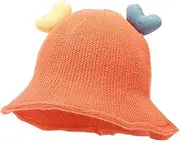 [RYZGOJV] Kids Winter Hat Knitted Hat, Unisex Kids Toddler Children Hat with Neck Straw Cute Warm Keep Cap Kids Gift Hearts-Orange, Multicolor, One Size