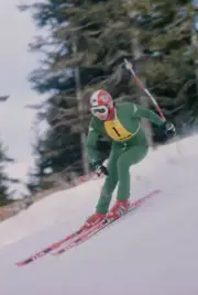 Franz Klammer training for the Mens downhill skiing event at - 1976 Old Photo