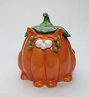 Cosmos Gifts Fine Ceramic Whisker Pumpkin Cat Candy Treat Bowl by Amy Lacombe, 7-1/4" H