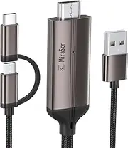 2-in-1 USB Type C/Micro USB Android Phone to TV HDMI Cable, MHL to HDMI Adapter 1080P HD HDTV Mirroring & Charging Cable for All Android Smartphones Tablets to TV/Projector/Monitor, 6.6ft