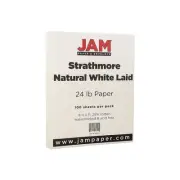 JAM Paper Strathmore 24lb Paper 8.5 x 11 Natural White Laid 100 Sheets/Pack