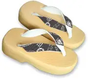 Hajime(一歩) [One Step] [Hajime] Geta Clogs, Soft and Water Resistant, Made of Sponge, XS Beige/English Newspaper x Black, English Newspaper x Black (Age x Black/XS), Age × Black, 18.5 cm