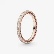 Authentic Pandora 14k Rose Gold Plated Sparkles & Hearts Ring size 5 (50)