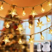 Star Globe String Lights,33Ft 80 LED Fairy Lights Battery Operated Waterproof