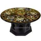 Marble Dining Table Top – Floral Marble Inlay with Gemstone Art Dinning Table