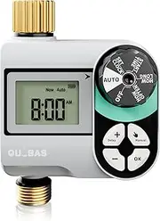 QUOBAS Sprinkler Timer, Programmable Hose Timers with Brass Inlet & Outlet, Water Timer for Garden Hose with Rain Delay/Automatic/Manual Watering System, Digital Drip Irrigation Timers for Yard, Lawn