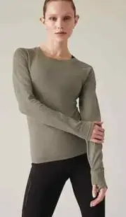 Athleta Women's Momentum Seamless Shimmer Top NWT Small color Pyrite Shine