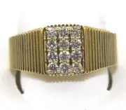 Natural Round Diamond 4 Row Square Cluster Men's Ring Band 14k Yellow Gold .50Ct