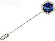 [Generic] Women Brooch pins high-end Men's Brooch brooches for Shirts,pin one-Word pin Scarf Buckle Western Accessory Blue Crystal Brooch Fashion brooches Made in China