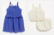 Old Navy Girl Button Cami Top & Bloomer Set Ivory Embroid. Ruffle Dress Blue 3-6