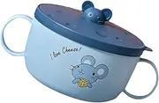 MUCKLILY Large Capacity 650ml Rat Pattern Stainless Steel Soup Bowl Student Cutlery Noodle Bowl Lunch Box Food Containers