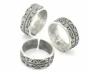 Band Textured Adjustable Ring Brass or Antique Silver plated 10-12US 4042