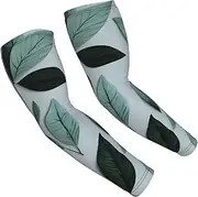 [FSCEV] Mint Gray Leaf Sun Protection Arm Sleeves Outdoor Essentials Cooling Compression Golf Hiking Cycling