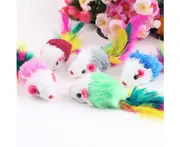 10Pcs/Lot Soft Fleece False Mouse Cat Toys Colorful Feather Funny Playing Mice