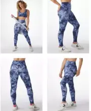 GLYDER Set Sultry Leggings & Ease Bra In Blue Nautical Wash Plus Size 1XL
