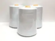 3 Pcs. 10000 Each Yards Sewing Machine Polyester Threads overlock Cones White