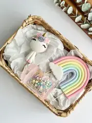 Unicorn and rainbow fondant cake topper cake decoration