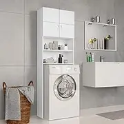 Washing Machine Cabinet White 64x25.5x190 cm Engineered Wood,Washer & Dryer Accessories 26.88KG-800027