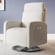 Avenco Glider Chair for Adults, Recliner Rocking Chair for Living Room, Bedroom and Office, Upholstered Fabric Nursery Rocking Chair, Tool-Free Assembly, White
