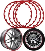 Alloy Wheel Protectors,Car Wheel Hub Rim Edge Protector Ring, 4 PCS Automotive Rims Guard Protection Trim, Easy to Install,Alloy Wheel Rim Protectors,20inch,Red
