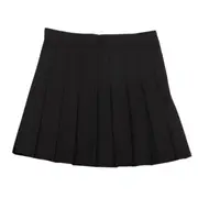 Women Girls School Pleated Skirt Summer High Waist Tartan Short Skirt - Black