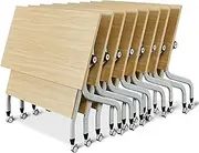 YVYKFZD Conference Table, Folding Conference Room Table, Mobile Meeting Table with Silent Wheels, Rectangular Flip Top Training Table, for Study Working(8PCS,55.1"x19.6"x29.5")