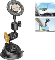 NEEWER Suction Cup Phone Mount Magnetic with Magic Arm Ball Head & Two Metal Rings Compatible with MagSafe iPhone 15 Pro Max Car Windshield Mount for POV Point of View Vlog, CA030
