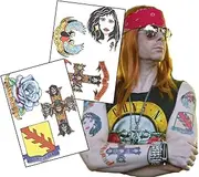 Axl Rose complete set of Fake Temporary Tattoos