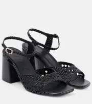[Souliers Martinez] Souliers Martinez Capri woven leather sandals AU 8 black