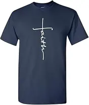 [Tees & Tails] Simple Faith Cross Religious Mens Short Sleeve Printed Tee Shirt