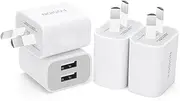 FOSION USB Wall Charger Dual Port AU Plug 4Pack 5V/2.1A USB Charger Plug Power Adapter Compatible with iPhone 11/X / 8/8 Plus / 7 / 6S / 6S Plus, Samsung Galaxy S7/S6/S5, HTC, Kindle