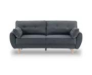 Sarantino 3 Seater Modular Linen Fabric Wood Sofa Bed Couch- Dark Grey